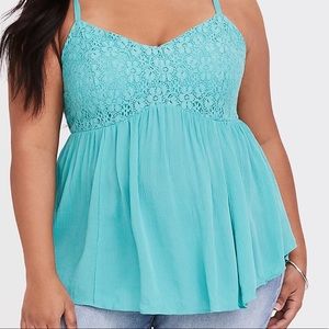 Turquoise Lace babydoll tank